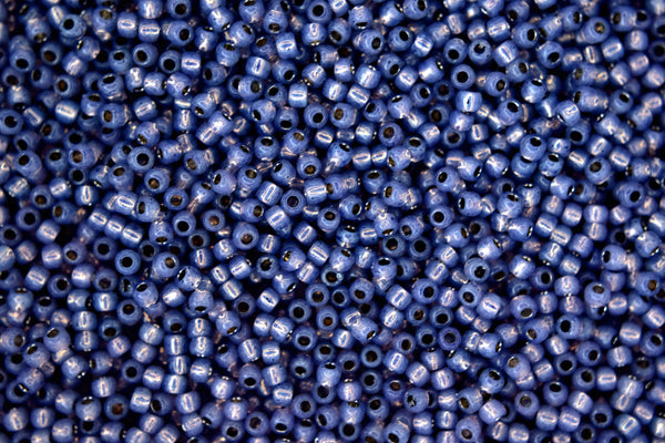 10g TOHO 11/0 Round Japanese Seed Beads 2mm PF2124 PermaFinish Silver Lined Milky Tanzanite