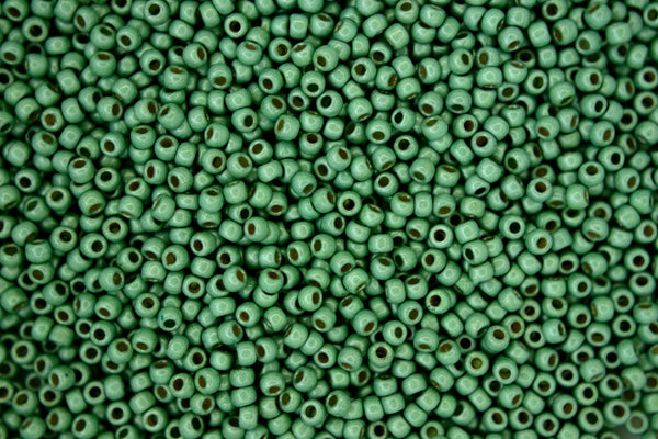 10g TOHO 11/0 Round Japanese Seed Beads 2mm PF570F PermaFinish Galvanized Matte Mint Green
