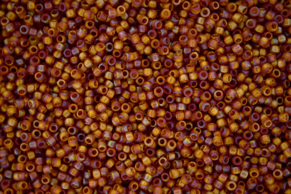 10g TOHO 15/0 Round Japanese Seed Beads 1.5mm 162CF Transparent Frosted Dark Topaz Rainbow