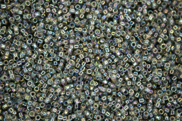 10g TOHO 15/0 Round Japanese Seed Beads 1.5mm 176 Transparent Black Diamond Rainbow