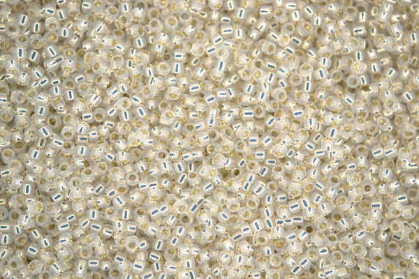 10g TOHO 15/0 Round Japanese Seed Beads 1.5mm 2100 Silver Lined Milky White