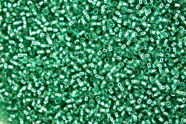 10g TOHO 15/0 Round Japanese Seed Beads 1.5mm 24B Silver Lined Dark Peridot