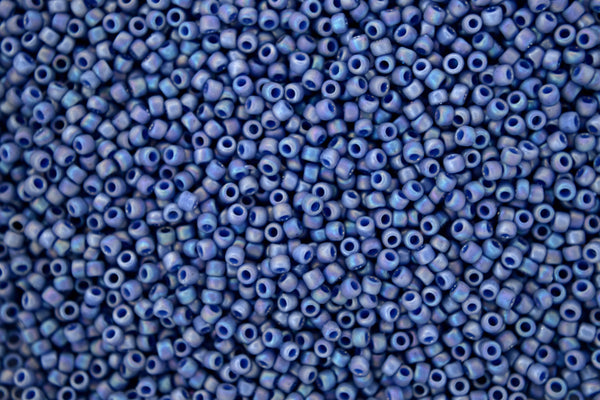 10g TOHO 15/0 Round Japanese Seed Beads 1.5mm 2636F Semi Glazed Rainbow Soft Blue