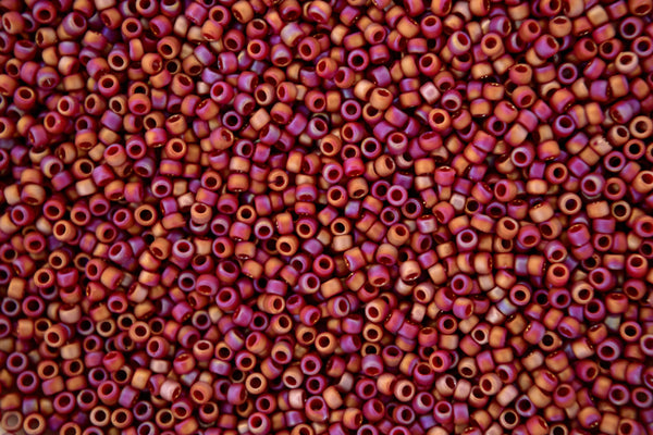 10g TOHO 15/0 Round Japanese Seed Beads 1.5mm 2639F Semi Glazed Rainbow Dark Red