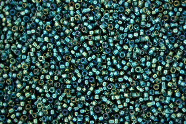 10g TOHO 15/0 Round Japanese Seed Beads 1.5mm 270 Inside Color Crystal/Metallic Teal