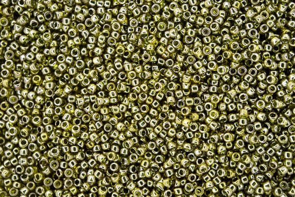 10g TOHO 15/0 Runde japanische Rocailles 1,5mm 457 Gold Glanz Grüner Tee