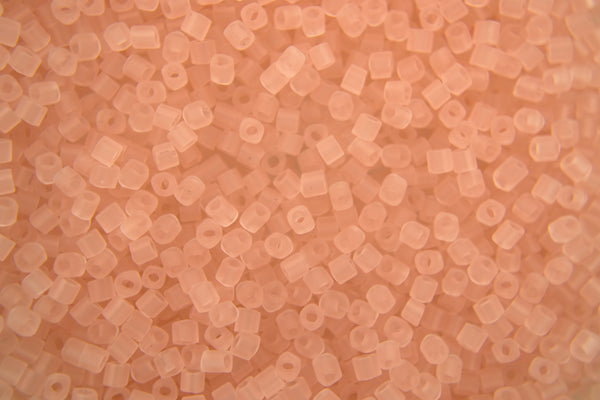 10g TOHO 1.5mm Cube Japanese Seed Beads 11F Transparent Frosted Rosaline