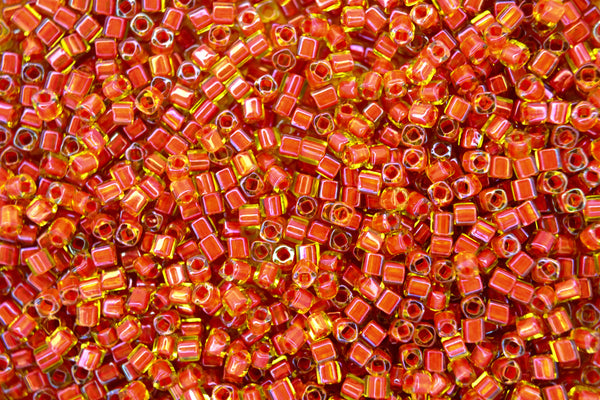 10g TOHO 1.5mm Cube Japanese Seed Beads 303 Inside Color Jonquil/Hyacinth Lined