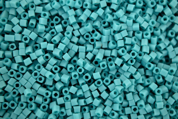 10g TOHO 1.5mm Cube Japanese Seed Beads 55F Opaque Frosted Turquoise