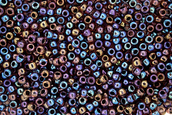 10g TOHO 8/0 Round Japanese Beads 3mm 251 Inside Color Light Amethyst/Jet Luster