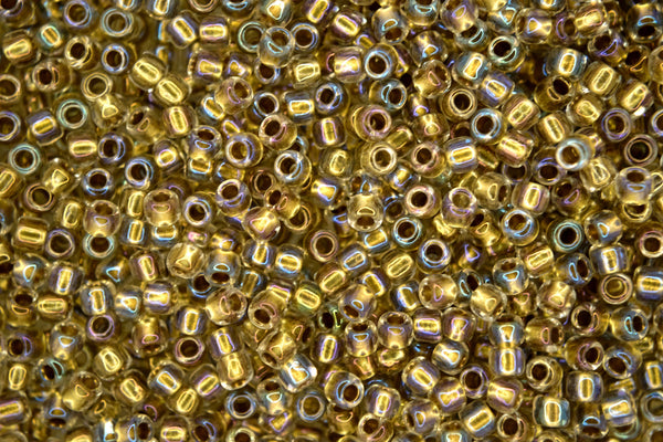 10g TOHO 8/0 Round Japanese Beads 3mm 262 Inside Color Crystal/Gold Lined