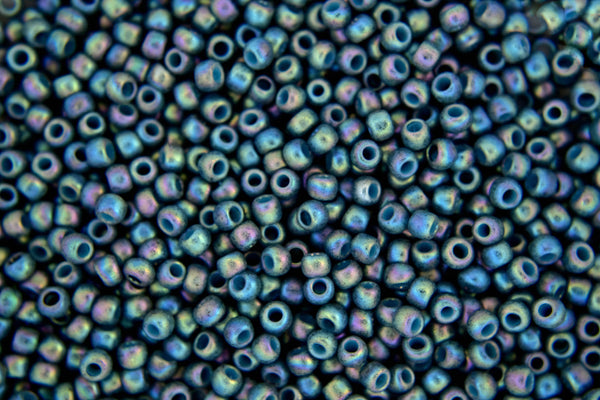 10g TOHO 8/0 Round Japanese Beads 3mm 2635F Semi Glazed Rainbow Blue Turquoise