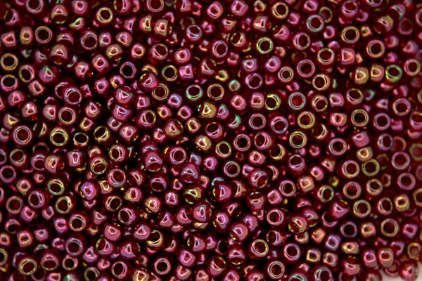 10g TOHO 8/0 Round Japanese Beads 3mm 331 Gold Lustered Wild Berry