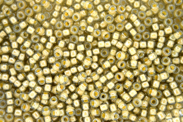 10g TOHO 8/0 Round Japanese Beads 3mm 369 Inside Color Black Diamond/Orange Creame Lined