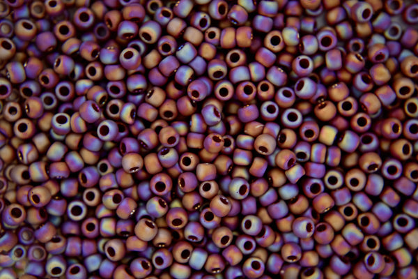 10g TOHO 8/0 Round Japanese Beads 3mm 406F Opaque Rainbow Frosted Oxblood