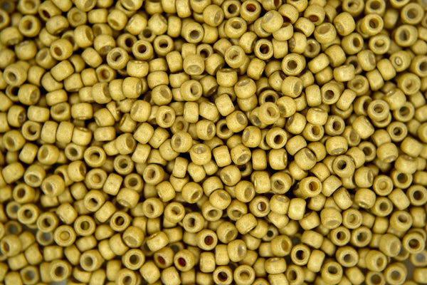 10g TOHO 8/0 Round Japanese Beads 3mm 559F Galvanized Matte Yellow Gold