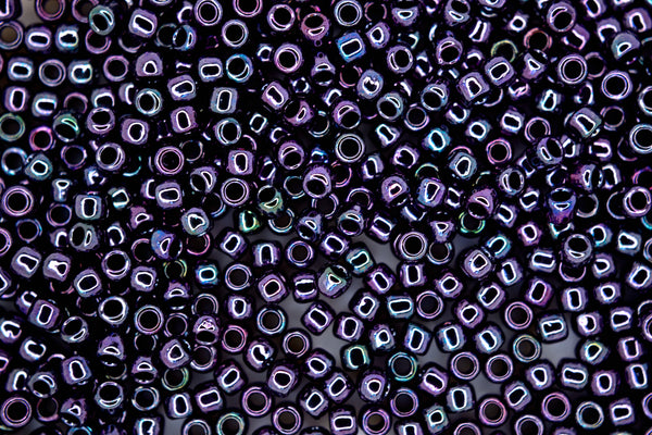 10g TOHO 8/0 Round Japanese Beads 3mm 90 Metallic Amethyst Gunmetal