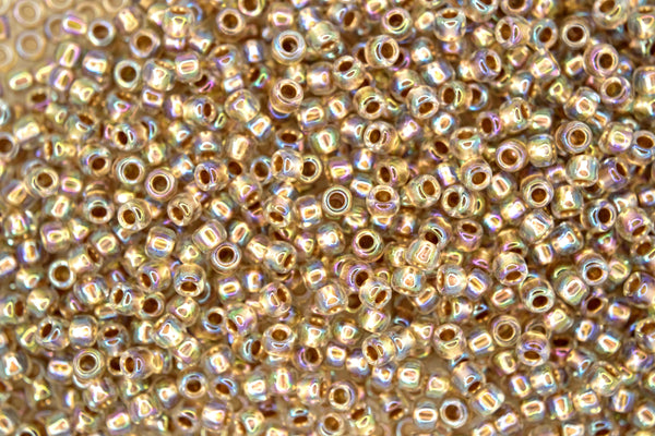 10g TOHO 8/0 Round Japanese Beads 3mm 994 Gold Lined Crystal Rainbow