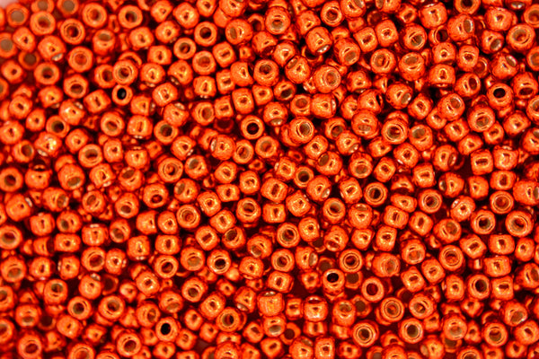 10g TOHO 8/0 Round Japanese Beads 3mm PF562 PermaFinish Galvanized Saffron
