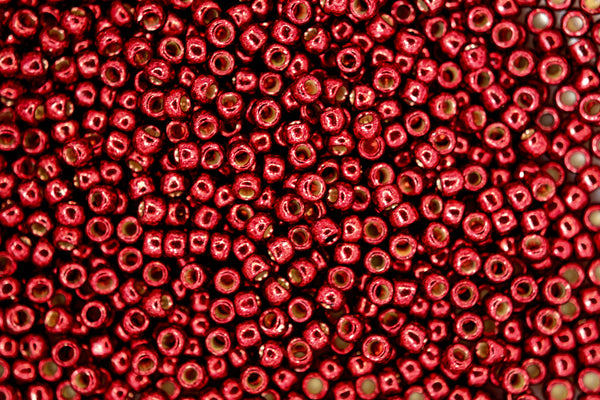 10g TOHO 8/0 Round Japanese Beads 3mm PF564 PermaFinish Galvanized Brick Red