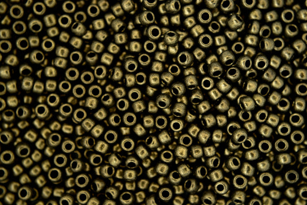 10g TOHO 8/0 Round Japanese Beads 3mm Y615 HYBRID Metallic Suede Gold