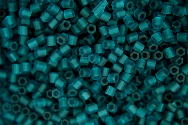 10g TOHO 8/0 Hexagon Japanese Seed Beads 3mm 7BDF Transparent Frosted Teal