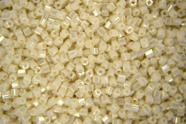 10g TOHO 11/0 Hexagon Japanese Seed Beads Size 2mm 122 Opaque Navajo White Luster