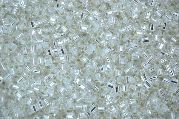 10g TOHO 11/0 Hexagon Japanese Seed Beads Size 2mm 21 Silver Lined Crystal