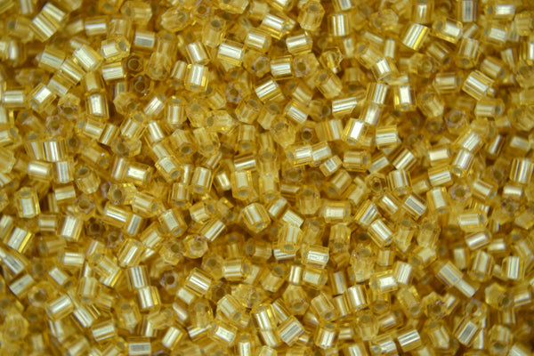 10g TOHO 11/0 Hexagon Japanese Seed Beads Size 2mm 22F Silver Lined Frosted Light Topaz