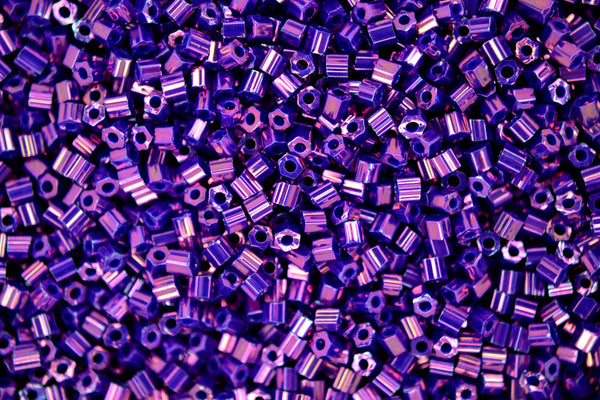 10g TOHO 11/0 Hexagon Japanese Seed Beads Size 2mm 461 Higher Metallic Grape