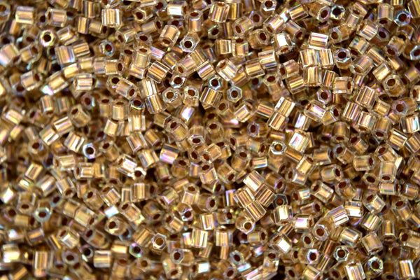 10g TOHO 11/0 Hexagon Japanese Seed Beads Size 2mm 994 Gold Lined Crystal Rainbow