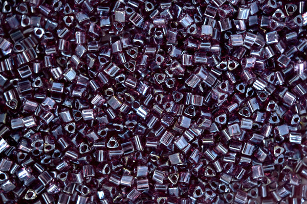 10g TOHO 11/0 Triangle Japanese Seed Beads 2mm 110B Transparent Lustered Medium Amethyst