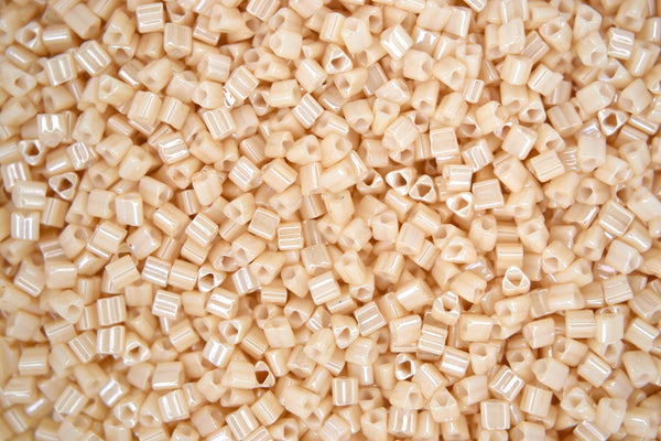 10g TOHO 11/0 Triangle Japanese Seed Beads 2mm 123 Opaque Light Beige Luster