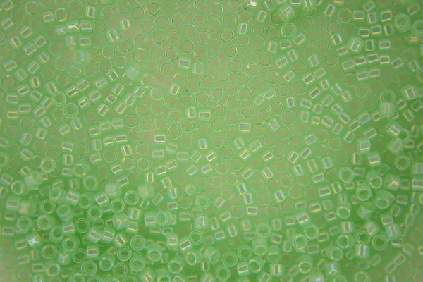 7g TOHO 11/0 Cylinder Treasure Japanese Seed Beads 1.8mm 1244 Translucent Celery Rainbow