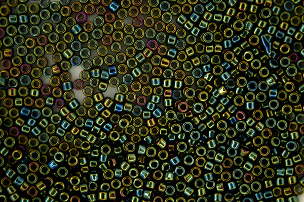 7g TOHO 11/0 Cylinder Treasure Japanese Seed Beads 1.8mm 84 Metallic Iris Green/Brown