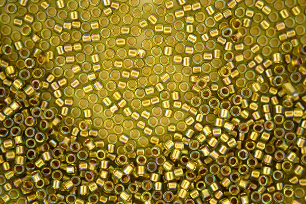 7g TOHO 11/0 Cylinder Treasure Japanese Seed Beads 1.8mm 996 Gold Lined Peridot Rainbow