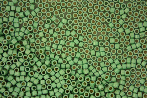 7g TOHO 11/0 Cylinder Treasure Japanese Seed Beads 1.8mm PF570F PermaFinish Galvanized Matte Mint Green