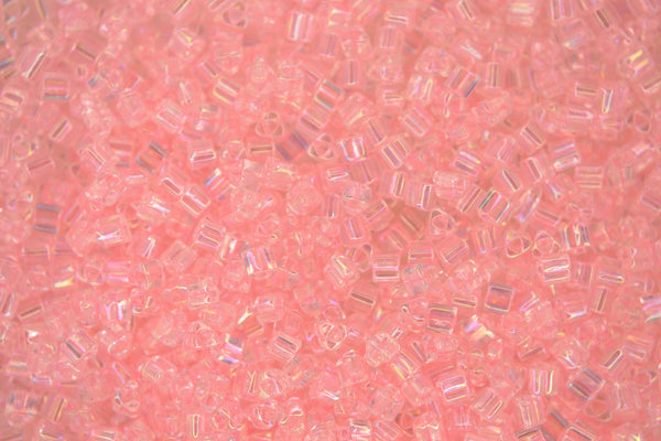 10g TOHO 11/0 Triangle Japanese Seed Beads 2mm 171 Dyed Ballerina Pink Rainbow