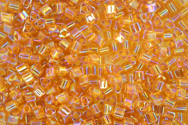 10g TOHO 8/0 Triangle Japanese Seed Beads 3mm 162C Transparent Topaz Rainbow