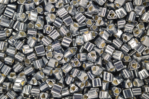 10g TOHO 8/0 Triangle Japanese Seed Beads 3mm 565 Galvanized Blue Slate