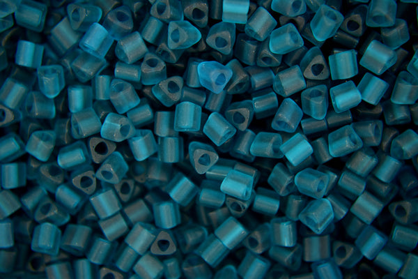 10g TOHO 8/0 Triangle Japanese Seed Beads 3mm 7BDF Transparent Frosted Teal