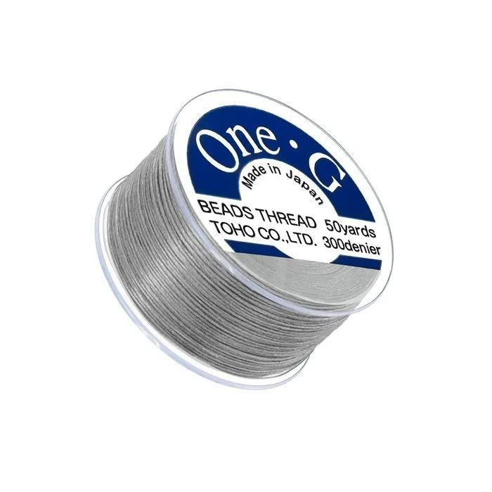 Toho One-G 0.2mm 50yd Beading Thread Light Gray Beadacious