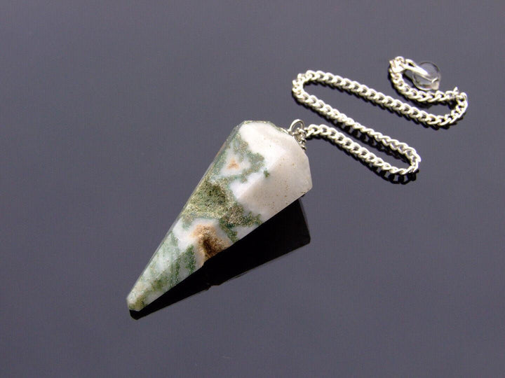 Tree Agate Quartz Natural Gemstone Pendulum Chakra Reiki Dowsing Handmade Beadacious