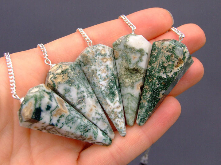 Tree Agate Quartz Natural Gemstone Pendulum Chakra Reiki Dowsing Handmade Beadacious