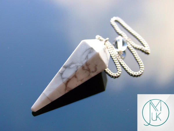 White Howlite Natural Gemstone Pendulum Chakra Reiki Dowsing Handmade Beadacious