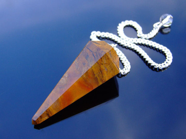 Yellow Petrified Wood Natural Gemstone Pendulum Chakra Reiki Dowsing Handmade Beadacious