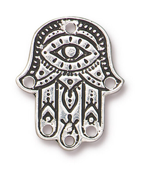 TierraCast Link 21.5x17.5mm 1.5mm Hole Hamsa Hand Antique Silver Jewellery Making