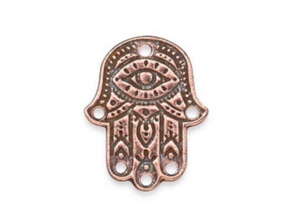 TierraCast Link 21.5x17.5mm 1.5mm Hole Hamsa Hand Antique Copper Jewellery Making