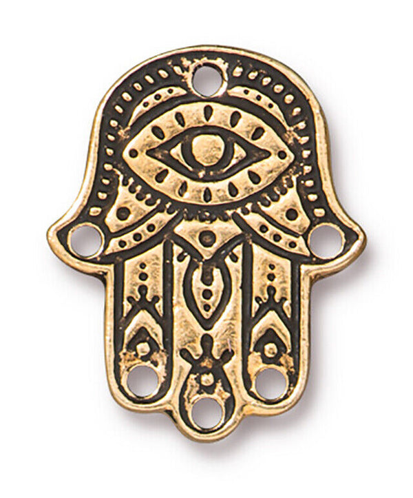 TierraCast Link 21.5x17.5mm 1.5mm Hole Hamsa Hand Antique Gold Jewellery Making