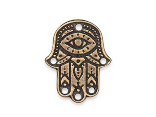 TierraCast Link 21.5x17.5mm 1.5mm Hole Hamsa Hand Brass Oxide Jewellery Making